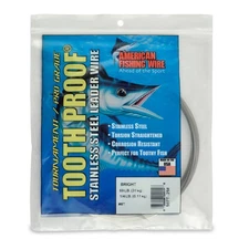 #7 Tooth Proof Stainless Steel Single Strand Leader Wire, 69 lb Test, Bright,...