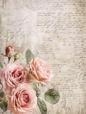 Pink Rose Letter #6 | A4 Mulberry Rice Paper | Paper for Decoupage