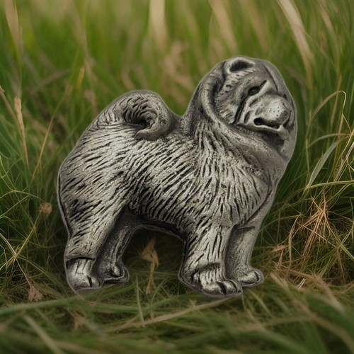 Vtg CHOW Dog Jewelry Art Pin 