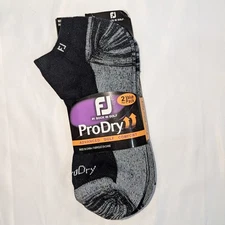 FootJoy ProDry Men’s Golf Ankle Socks 2 PACK Value Pack Black Gray Size L 9-12.5