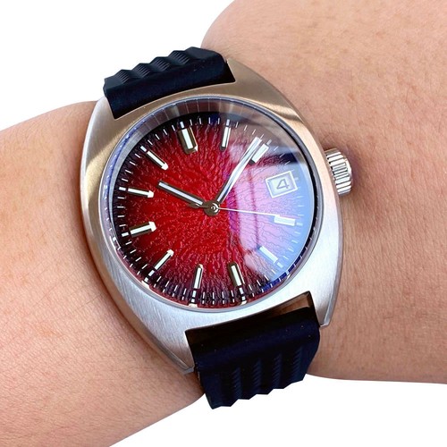 TANDORIO 36MM Red Black Dial Luminous 200M Waterproof Japan NH35A Dive Watch Men