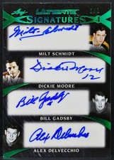 2017-18 Leaf Ultimate Quad Signatures Schmidt/Moore/Gadsby/Delvecchio Auto 1/1