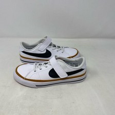 Nike Court Legacy PSV Little Kids Shoes White/Black/Desert Ochre - Size 2Y