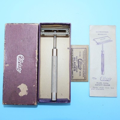 VINTAGE The Christy Advertiser Razor Double Action Safety Razor in BOX VG+ COND