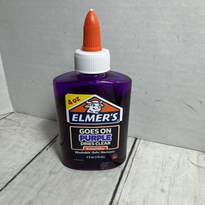 Elmer s 4 Oz Glue Goes On Purple Dries Clear Washable Non Toxic