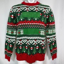 Tipsy Elves Green Red Patches Ugly Christmas Sweater Men's LARGE