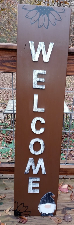 Letrero de bienvenida de porche hecho a mano Leaner Foto 4 de 4