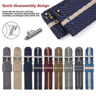High-quality Nylon Canvas Watch Strap Men's Sports Wrist Band 24mm Quick Release