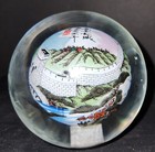 New ListingVintage Reverse Painted Great Wall Of China Art Glass Paperweight Artist Signed