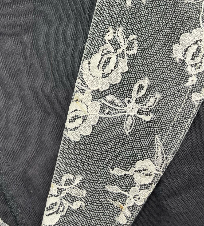 Vestido Camisa Fendi Vintage Azul Marino Ribete de Encaje Doble Pecho Talla 46 Foto 4 de 4