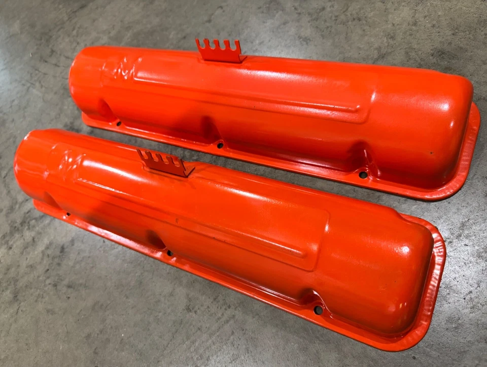 Par de cubiertas de válvula basculante Mercury "M" 1958-1968 OEM Super Marauder Monterey MEL Foto 2 de 4