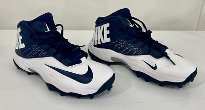 NIKE ZOOM CODE ELITE FOOTBALL CLEATS SIZE 12.5 BLUE AND WHITE USED 603370-140