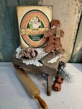 PRIMITIVE VICTORIAN VINTAGE CHRISTMAS SANTA CANDY CARMELS KITCHEN 8 X 10 CANVAS 