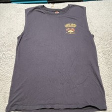 Harley-Davidson Shirt Mens Large Gray Sleeveless Double Sided Motorcycle Vintage