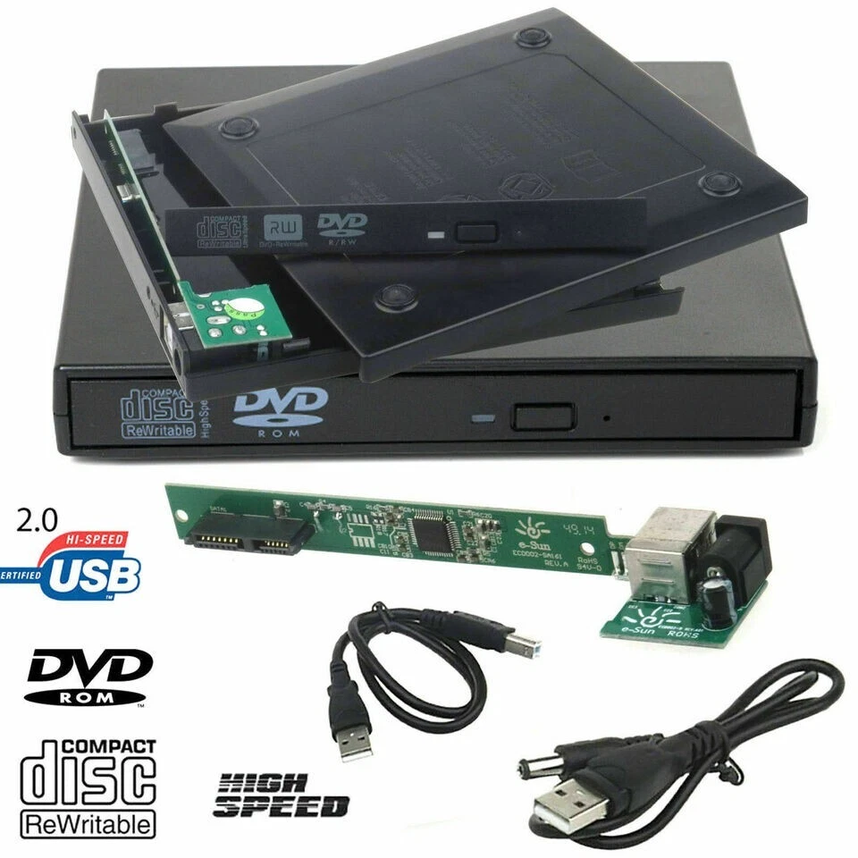 Laptop CD DVD USB to SATA External Drive Case Caddy Enclosure RW ROM Cover - Image 3 of 4