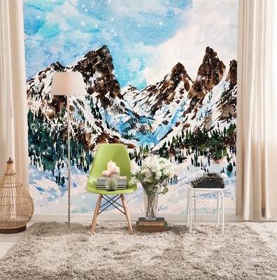 Fond D'écran Adhésif 3D – Montagne Blanche H887 – Autocollant Amovible, Effet Peinture