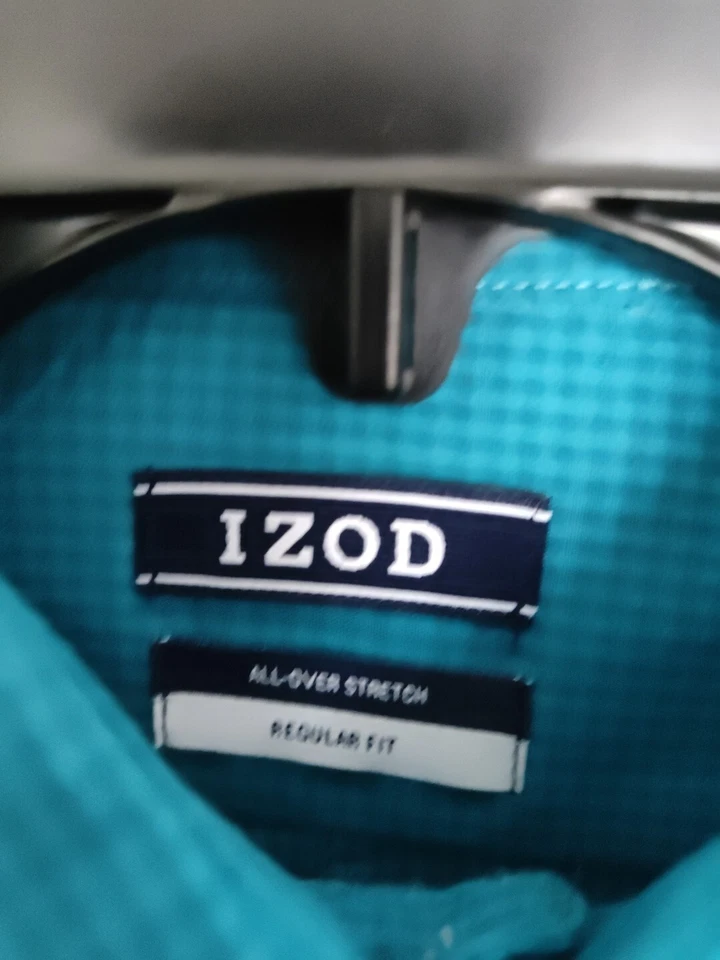 Camisa masculina Izod All-over Stretch LS ajuste regular tamanho (14-14.5 32/33 pequena) nova com etiquetas  - Imagem 4 de 4