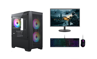 Schneller Gaming PC Computer SET Monitor Quad Core i5 16GB 240SSD Win 10 4GB 1050 Ti