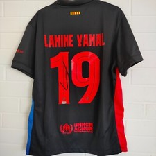 Lamine Yamal 19 Signed Autographed FC Barcelona Soccer Away Jersey With COA
