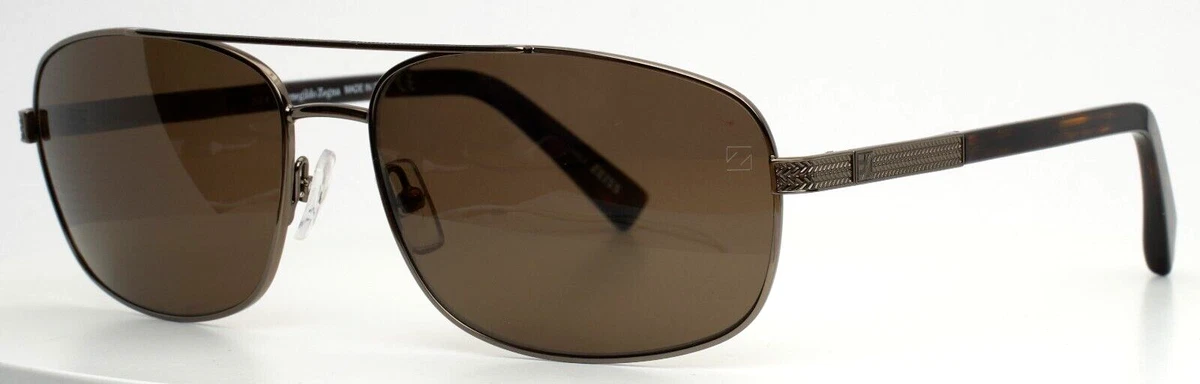 Brown Aviator Sunglasses Ermenegildo Zegna for Men for sale  display picture 3