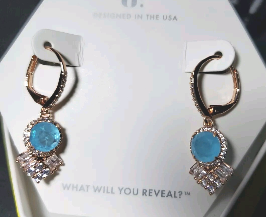 Bomb Party The Vera Earring LC Aqua Blue Quartz Fused With