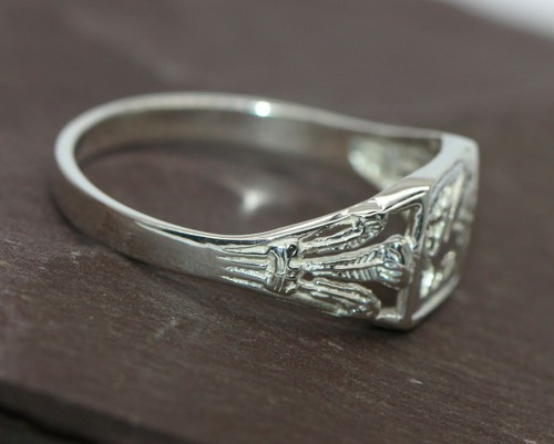 Sterling Silver Welsh Prince of Wales Feather Ring Unisex UK Size J - Y British - 第 5/11 張圖片
