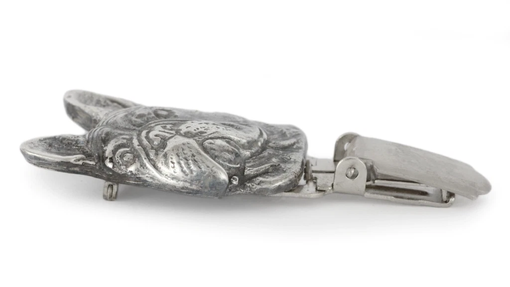 Französische Bulldogge clipring Anzahl Halter, Silber bedeckt, Art Dog, AT