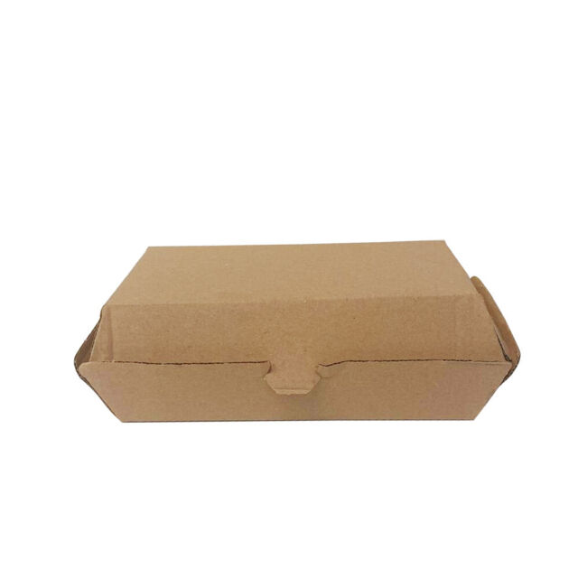 Kraft Burger Box Large Leakproof Takeaway Container Biodegradable Recyclable x50