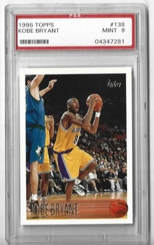 Kobe Bryant 1996 Topps Rookie Card #138 PSA 9 MINT RC- LA Lakers Cert 043477281