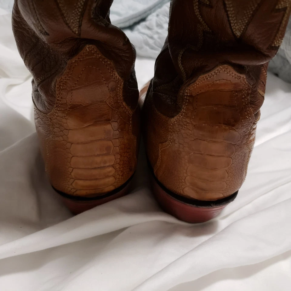 Botas de Vaquero Lucchese Pierna de Avestruz 11 EE, Hombres Gardog Original Tacones y Suelas Rojo Foto 4 de 4