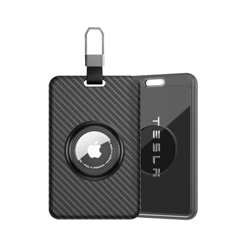 Tesla Key Card Holder with AirTag Slot in Carbon Fiber & Protective Cover-image
