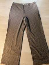 Lafayette 148 Ladies Dress Pants Brown Pin Stripe Wide Leg Wool Size 16