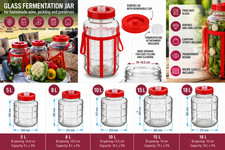 Glass Fermentation Jar with Lid & Carrying Straps 5L 8L 10L 15L 18L