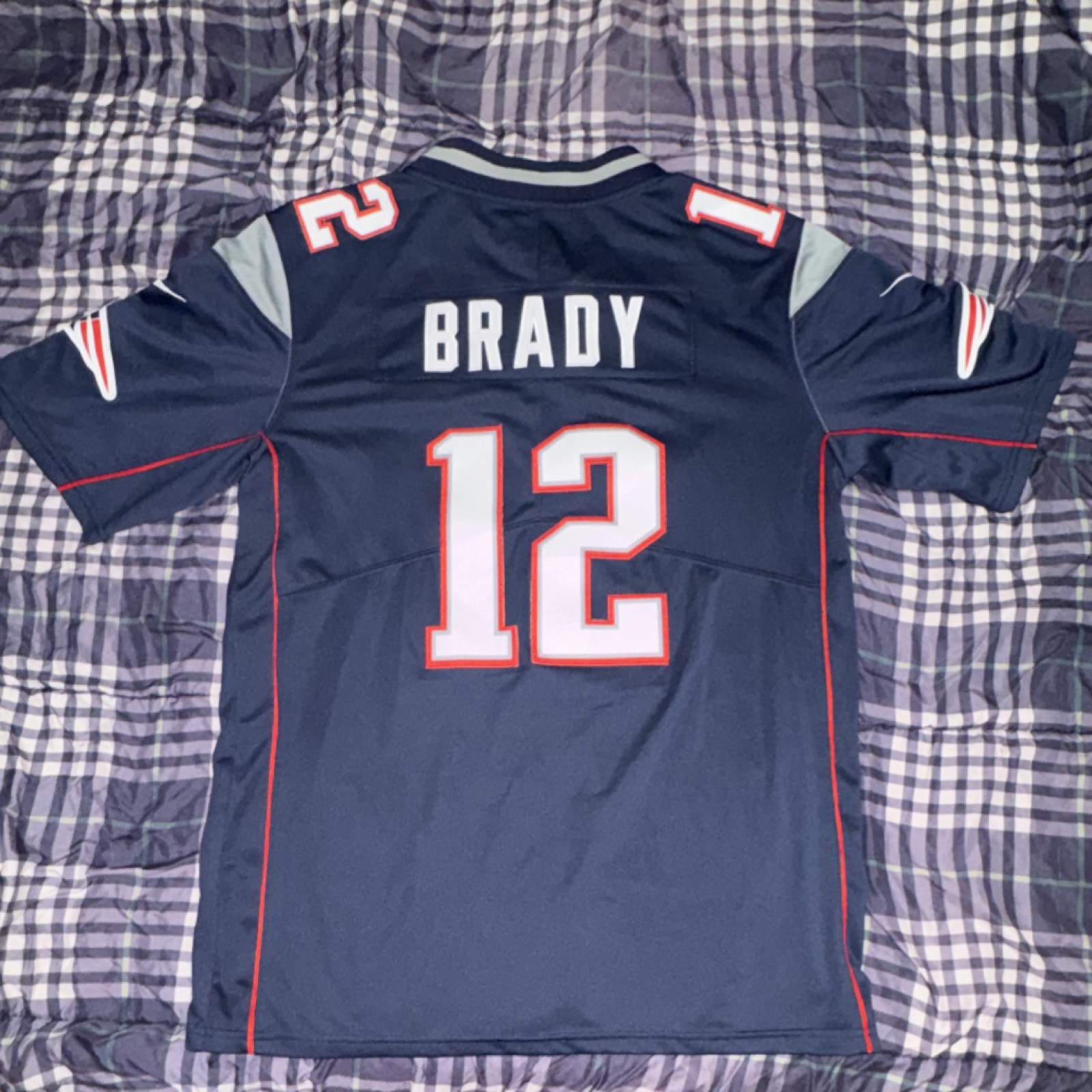 Nike NFL New England Patriots Tom Brady #12 Jersey Size S Navy Gray Red White thumbnail 2