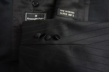 Ermenegildo Zegna Peak Lapel One Button S100s Wool Striped 2 Px Tuxedo Sz 50L