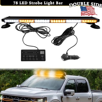 78 LED Amber White Rooftop Traffic Warning Caution Light Bar Tow Truck Response