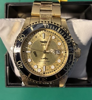 Invicta Pro Diver Men s Quartz Watch 48mm Gold Bracelet Black Bezel 100m Date