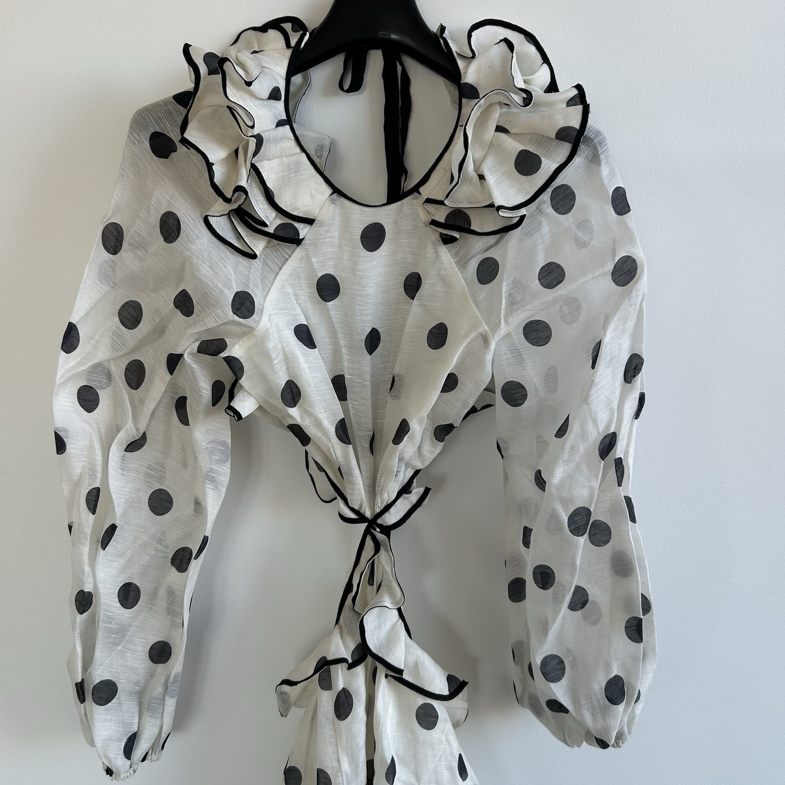 Zimmermann Lovestruck Midi Dress White Polka Dot Midi Sz 0 AU 8/US 4 RRP $1500