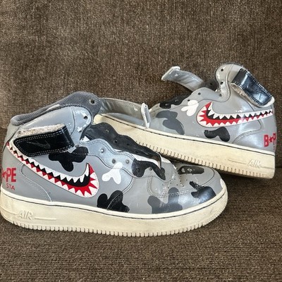 Custom Bape x Nike Air Force 1 High Sneakers Size Men s 10