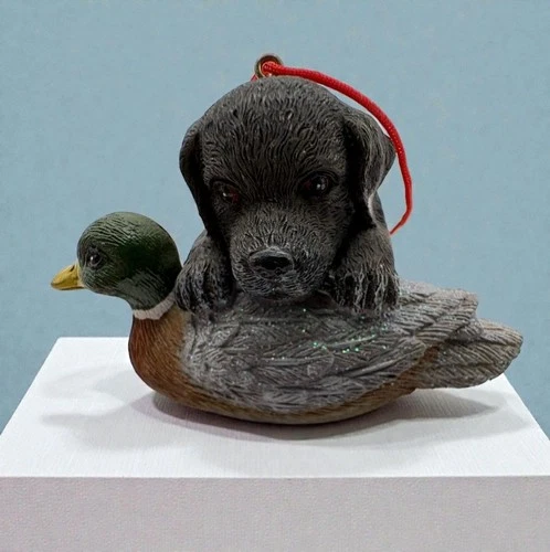 Hunting Dog with Mallard Duck Christmas Ornament Labrador Puppy Hunter Gift