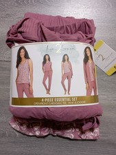 Live 2 Lounge 4 Piece Essential Set Womens Small Rose Cardigan/Tee/Tank/Jogger