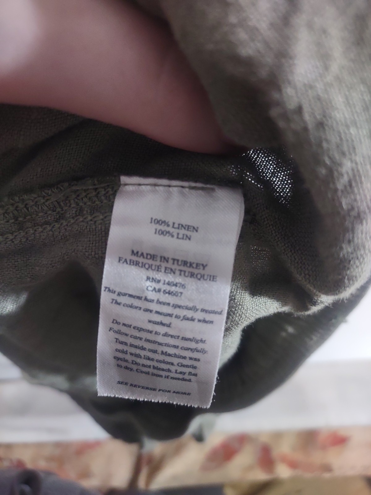 Faherty Green 100% Linen Drawstring Patch Pocket … - image 6