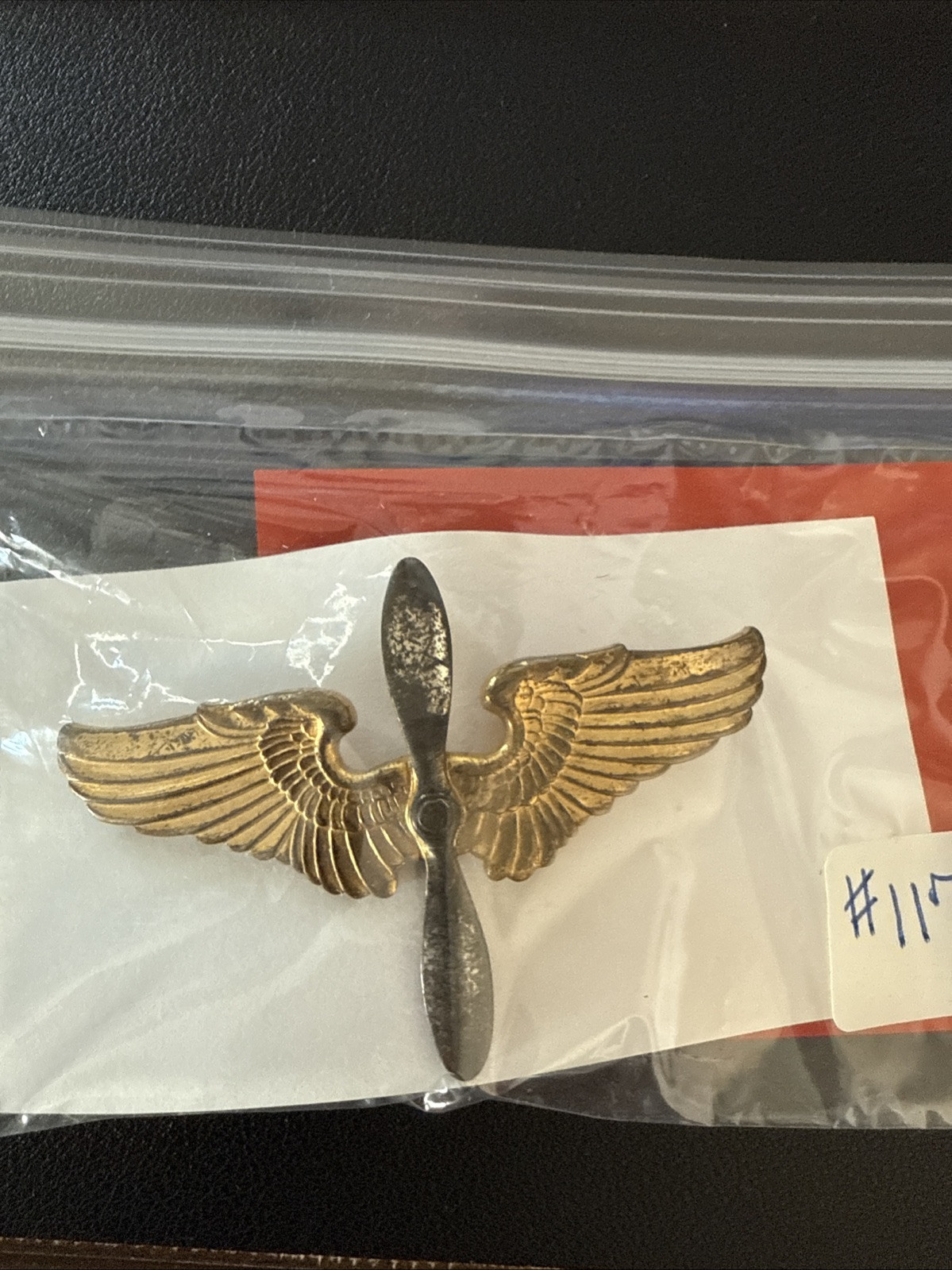 WW2 US Army Air Corps Cadet Cap Badge Marked 