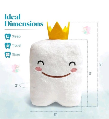 6" Tooth Fairy Pillow with Back Pocket - Soft Plush Stuffed Animal Toy for... - Afbeelding 4 van 6
