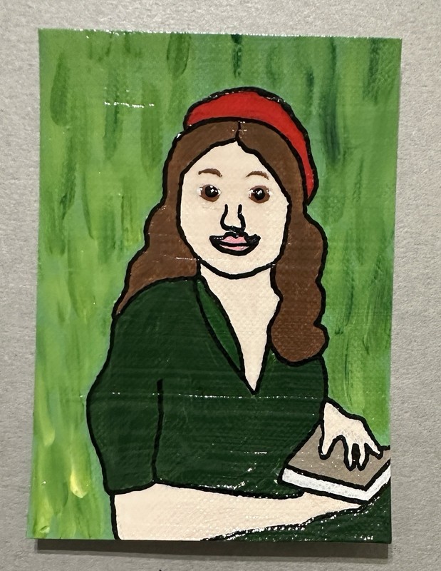 Original ACEO Art Card - Brunette Woman - 3.5 inch x 2.5 inch Acrylic Painting