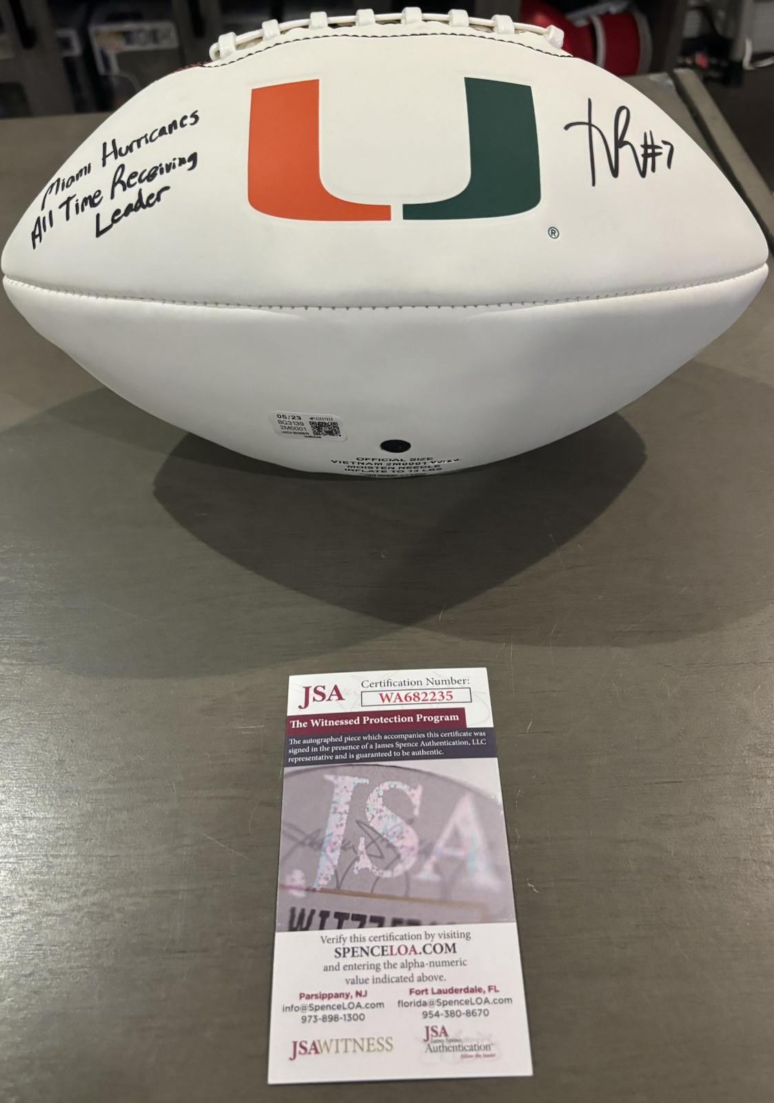 Xavier Restrepo Signed Autographed Inscribed Miami Hurricanes Football JSA COA 
