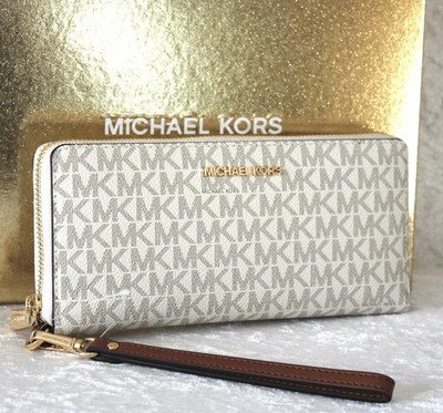 MICHAEL KORS PORTEMONNAIE GELDBÖRSE JET SET LG TRAVEL CONTINENTAL  NEU VANILLA