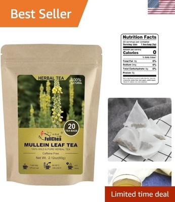 Organic Pure Mullein Tea Bags - Natural Breath Support - 20 Bags, 60g