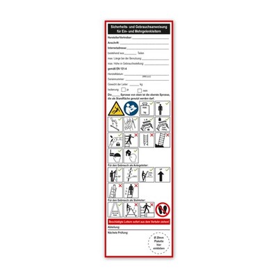 Sicherheits- u. Gebrauchsanweisung Gelenkleiter Aufkleber Nächste Prüfung LTF006