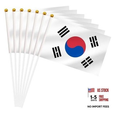 50 Pack Mini Stick Flagn Hand Held Small Miniature Stick Flag, National Korea